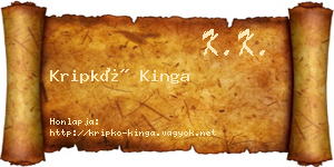 Kripkó Kinga névjegykártya
